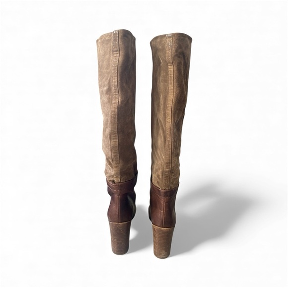 Vince Corinne Knee-High Boots Brown Leather
& Suede Block Heel Size 9 - Picture 5 of 7